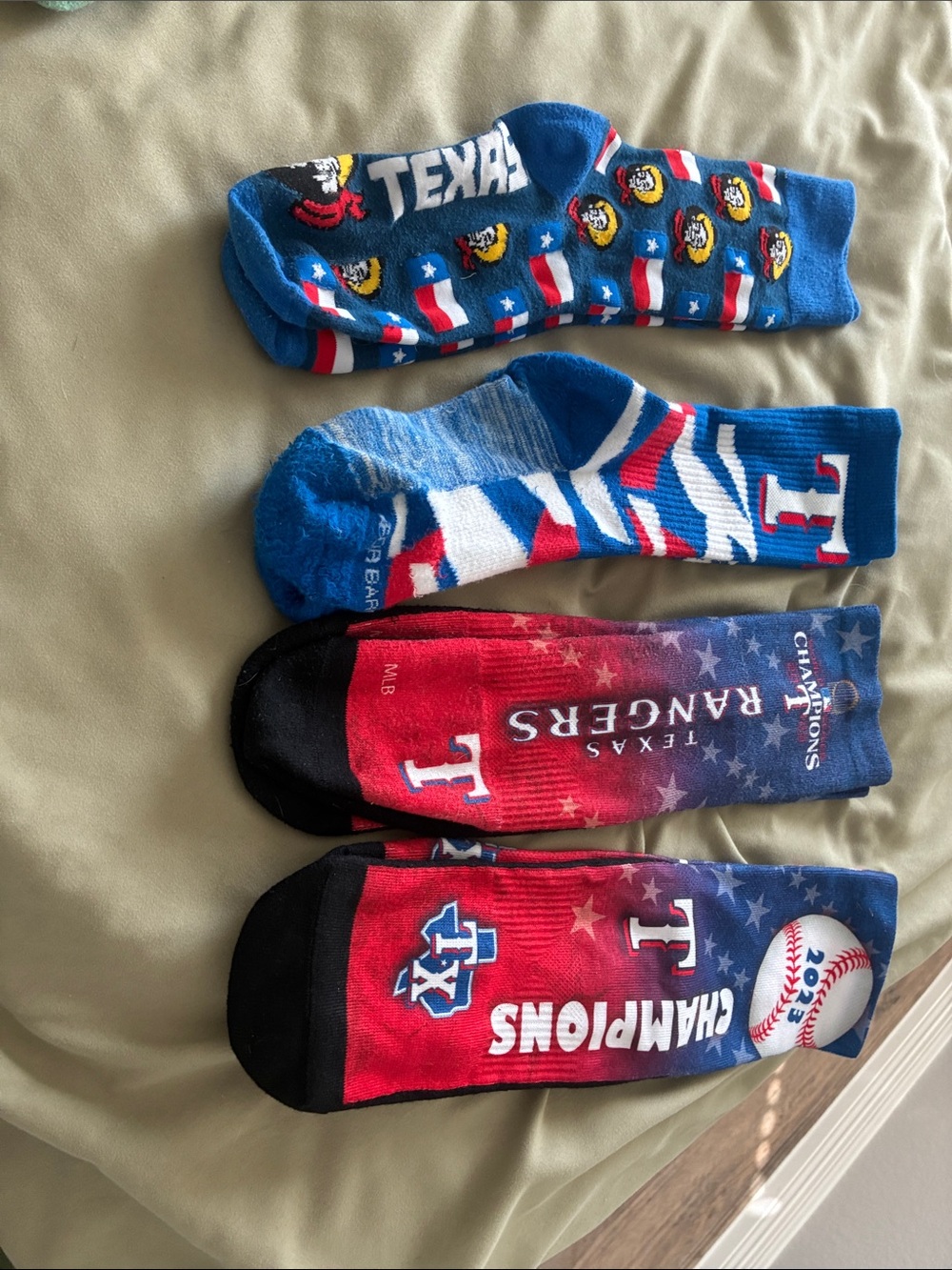 Texas Rangers Boys  Blue & Red Crew Socks - Champions Design
